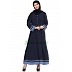 A line casual abaya- Navy blue with small check prints A line casual abaya- Navy blue with small check prints
